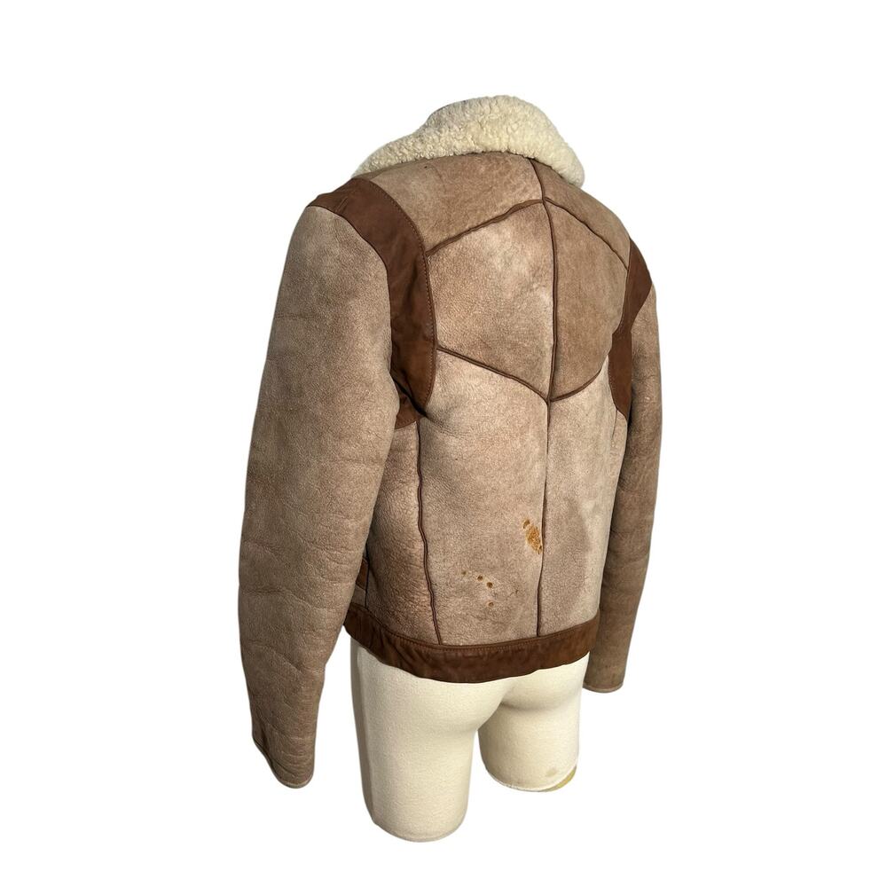 Vintage East West California Shearling Patchwork Suede Bomber Jacket 70s - Picture 16 of 16